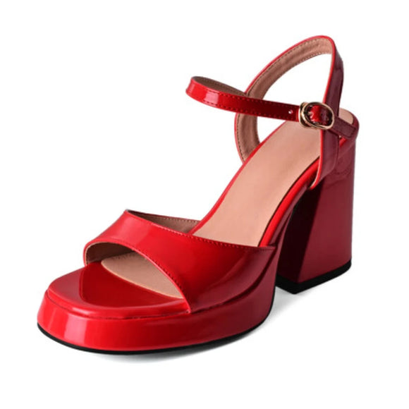 Summer Shoes Women's Platform Shoes Thick Sole Sandals Square High Heels MartLion Red 43 