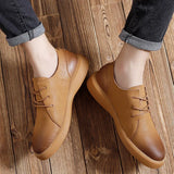Youth Casual Shoes Brown PU Platform Advanced Trend Social Senior Designer Footwear Men's Shoes MartLion   