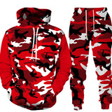 Men's Camouflage Printing Hoodies Set Tracksuit 2 Pieces Sweatshirt Sweatpants Suit Casual Clothing Autumn Outfit MartLion CL3265-3 S 