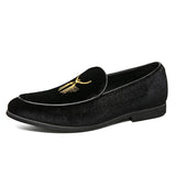 Embroidery Men's Loafers Gatherings Dress Shoes Formal Footwear Mart Lion Black 38 