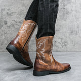 Men's Winter Crocodile Pattern Boots Trends Embroider Versatile Comfort Soft Sole Driving MartLion   