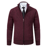 Men's Knit Jacket Fleece Cardigan Zipper Sweater Clothes Luxury Brown Jersey Casual Warm Jumper Harajuku Coat MartLion RED WINE 8930 M 50-62KG 