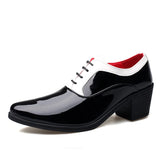 Classic Glitter Leather Men's Dress Shoes Red Mirror Luxury Men's Increasing-height Heel Footwear MartLion Black 717 38 