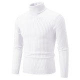 Winter Men's Turtleneck Sweater Casual Men's Knitted Sweater Keep Warm Fitness Pullovers Tops MartLion White M (55-65KG) 