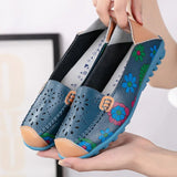 Spring Autumn Women Flats Split Leather Shoes Slip on Ballet Flats Flats Print Moccasins Loafers MartLion   