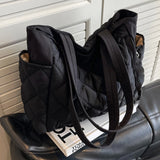Women Handbag Handbag Large Capacity Down Satchel Bag Padding Shoulder Bag Shopping Bag MartLion Black CHINA 