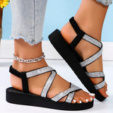 Women's anti-slip wear soft soled bright sandals with belt MartLion