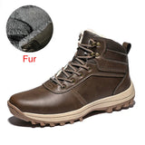 Winter Warm Men's Boots Genuine Leather Fur Plus Snow Handmade Waterproof Working Ankle Shoes MartLion 01 Dark Brown 7 