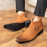 Cow Suede Leather Boots Men's Pointed Toe Dress Ankle Formal Footwear Mart Lion   