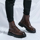 Golden Sapling Men's Boots Leather Shoes Casual Platform Shoe Leisure Retro Flat MartLion   