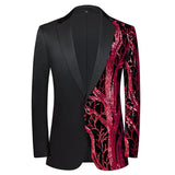 Men's Luxury Wave Striped Gold Sequin Blazer Jacket Shawl Lapel One Button Shiny Wedding Party Suit Dinner Tuxedo Mart Lion Pattern 9 US XS 