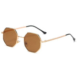 Square Design Sunglasses Woman Vintage Retro Small Frame Luxury Polygon Glasses MartLion Brown As Show 