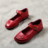 Genuine Leather Soft Bottom Women Flats Mother Shoes Comfort Oxford Loafers Moccasins MartLion Red 36 