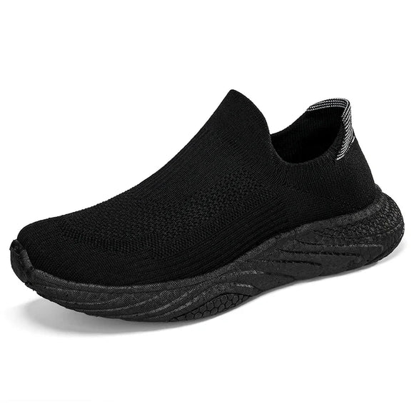 Soft-sole Walking Men's Shoes Lightweight Casual Sneakers Breathable Slip on Loafers Unisex Women MartLion All black 44(27.0CM) 