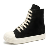 Classic Black White Men's High Top Shoes Zipper Platform Sneakers Autumn Leather Ankle Boots Streetwear Designer MartLion Canvas Black X190 44 CHINA