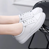 Genuine Leather Women Casual Sneakers Spring Summer Skate Shoes Ladies Little White Vulcanized MartLion   