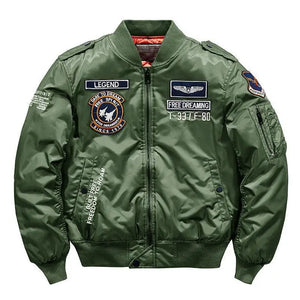 Autumn Winter Bomber Jacket Men's Air Force MA 1 TANK Embroidery Military Baseball Coat Thick Warm Tooling Tactical Pilot Outwear MartLion Army Green M 