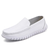 Nurse shoes men's flat white breathable doctor's soft anti-slip hospital leather one foot pedal small white bean MartLion WHITE 45 
