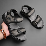 Summer Genuine Leather Sandals For Men's Outdoor Beach Shoes Open Adjustable Designer Lightweight MartLion   