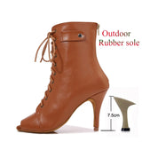 Latin Shoes Ladies Salsa Ballroom Party Women's Boots Yellow Black Girls High Heel Dance Boots MartLion Outdoor Yellow 7.5cm 35 CHINA