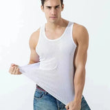  Men's Tops Ice Silk Vest Outer Wear Quick-Drying Mesh Hole Breathable Sleeveless T-Shirts Summer Cool Vest Beach Travel Tanks MartLion - Mart Lion