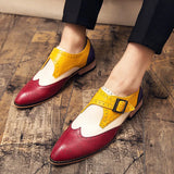 British Style Red Men's Dress Shoes Leather Retro Casual Zapatos De Vestir MartLion   