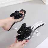 High Heels Shoes Women Modern Sandals Flower Ladies Heels Black Blue Summer MartLion Black 8 