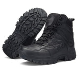 Tactical Boots Men's Breathable Army With Side Zipper Leather Military Tactical Wear Resistant Mart Lion   