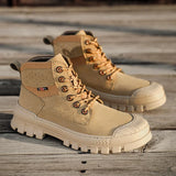 Men's Canvas Casual Boots Spring Autumn Street High Work Shoes Outdoor Retro Desert Hiking MartLion khaki 39 