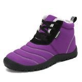 Boots Men's Women Warm Plush Winter Outdoor Waterproof Shoes MartLion purple DF8777 35 CHINA
