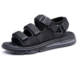 Pure Black Men's Casual Air Cushion Sandals Summer Shoes Light Weight MartLion   