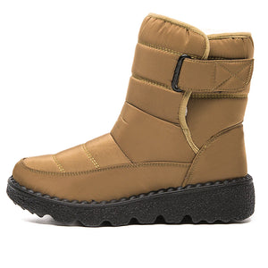 Padded Waterproof Women's Shoes Casual Non-slip Walking Trendy Warm Snow Boots Sports Footwear MartLion Brown 35 