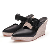 Summer Shoes Women Platform High Heels Brand Ladies Wedges Pointed toe Black Pink MartLion Black 4.5 