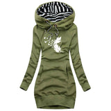 Women Sweater Dress Long Sleeve Hoodie Dress Winter Casual Slim Sweater Hoodies Dress MartLion army green XXXL 