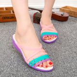 Women Sandals Summer Candy Color Women Shoes Peep Toe Stappy Beach Valentine Rainbow Clogs Jelly Flats Mart Lion   