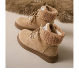 Casual Women's Snow Boots Non-slip Warm Cotton Shoes Winter Walking Lace Up Furry Ladies MartLion   