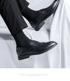 Spring Autumn Designer Men's Dress Shoes Casual England Black Leather Solid Color Loafers MartLion   
