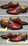 Exotic Men's Crocodile Lizard Print Oxford Hand-Picked Cow Leather Dress Shoes Metal Buckle Loafers Zapatos Hombre MartLion   