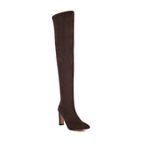 Women Nude Over-the-Knee Stretch Boots Ladies Autumn Winter High-heeled Dress Shoes Slim Leg Long MartLion   