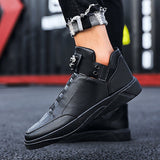 Autumn Men's Casual Sneakers Patent Leather Ankle Boots High-top Basketball Trainers Breathable Sport Shoes Mart Lion   