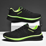 Sneakers Men's Running Shoes Breathable Tennis Trainers Lightweight Casual Lace-up Anti-slip Sports MartLion 9088-black green 39 