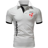 Polo Shirt Summer Men's Cotton high-end Casual Lapel short sleeve abarth logo print T-shirt top MartLion White S 