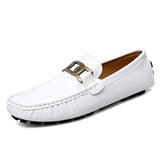 Designer Men's Loafers Driving Shoes Leather Shoes Slip on Moccasins Wedding Loafers Luxury MartLion White 5 