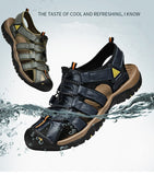 Summer Men's Sandals Soft Leather Roman Outdoor Outdoor Beach Sneakers Slippers Wading Mart Lion   