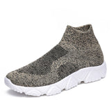 Men's Sneakers Summer Casual Running Shoes Slip-on Walking Socks Design Jogging Vulcanize MartLion 8023-2 Khaki 39 