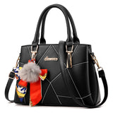 Women's Handbags Square Bag Vintage Designer Messenger PU Leather Handbag Casual Shoulder Top-Handle Totes MartLion black 31x21x13cm 