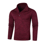 Sweat wear Long Sleeve Solid Color Turtleneck Men's Button Winter Autumn Pullover Warm Sweaters Jumper Slim Fit Casual Sweatshirts MartLion Wine Red US S 