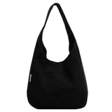 Canvas Shoulder Women's Tote Bag Corduroy Simple Casual Large Capacity Designer Handbag Shopper Bag MartLion Black  