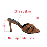 Women's Slippers Slim High Heel Sandals Genuine Leather Shoes Summer Open Toe Outdoor MartLion   