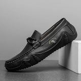 Leather Casual Shoes Men's Summer Loafers Driving Slip Moccasins Dress Sneakers MartLion Black 46 